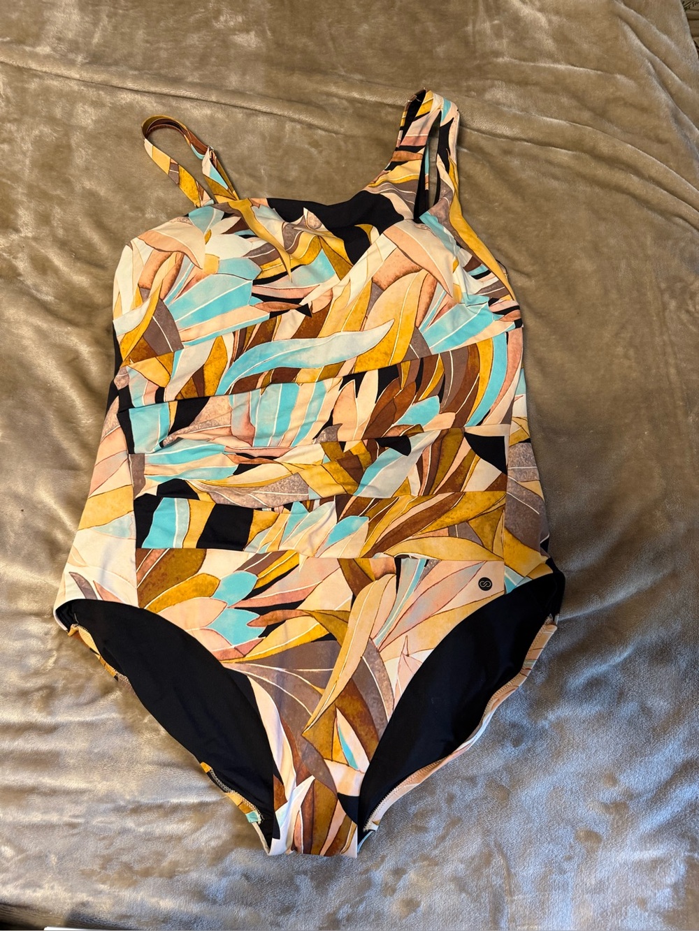 Calla Multicolor Leaf-Print One-Piece Swimsuit
